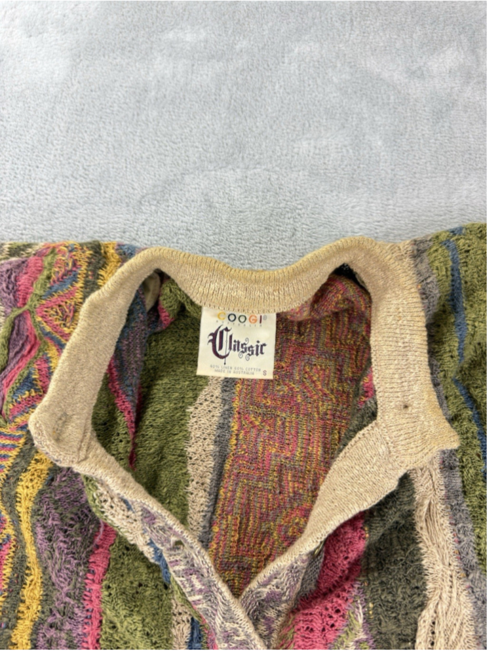 Vintage Coogi Men's Size Small 60% Cotton 40% Linen Button Up Cardigan Sweater - Picture 4 of 15